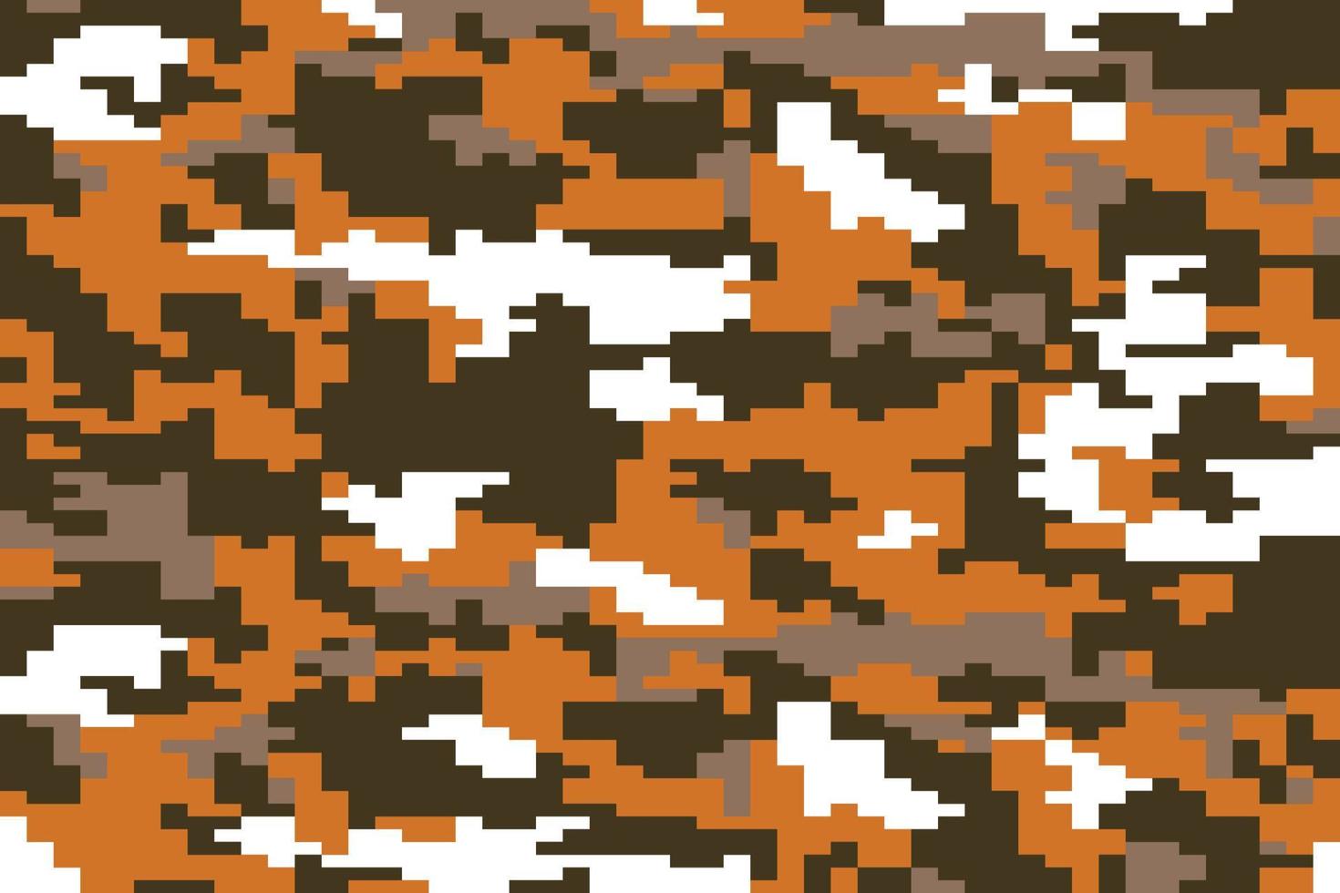 padrão de camuflagem marrom e laranja abstrato. textura de camuflagem de pixel moderna para o exército e tecido de caça e impressão de moda. fundo vetorial em estilo militar vetor