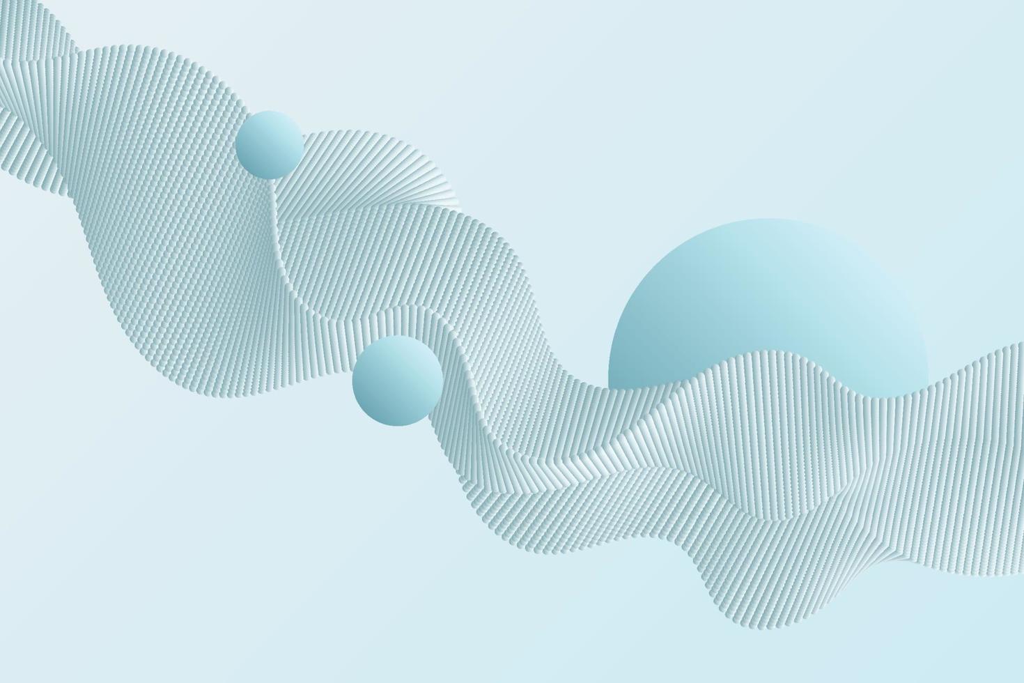 ondas de partículas de fluxo branco com ilustração de esferas turquesa. fundo gradiente azul marinho abstrato da estrutura de pontos de volume vetor