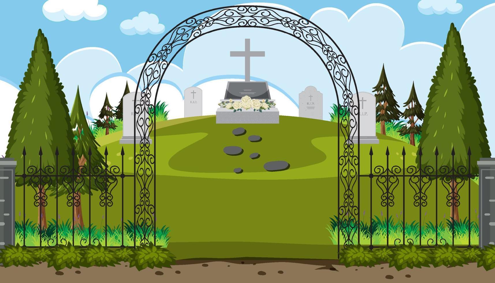 cena do cemitério do cemitério vetor