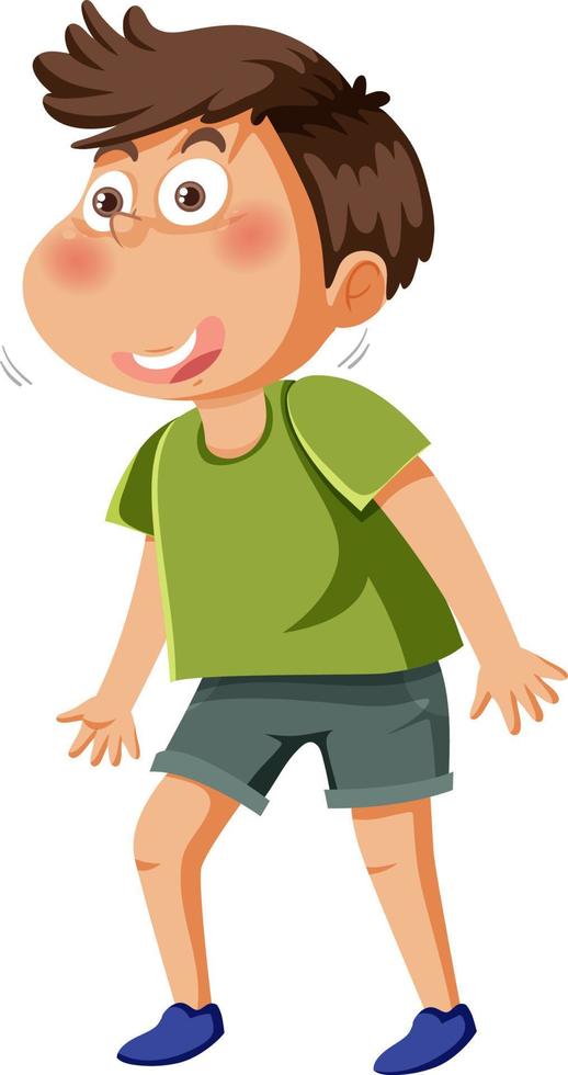 um menino em personagem de desenho animado de camiseta verde vetor