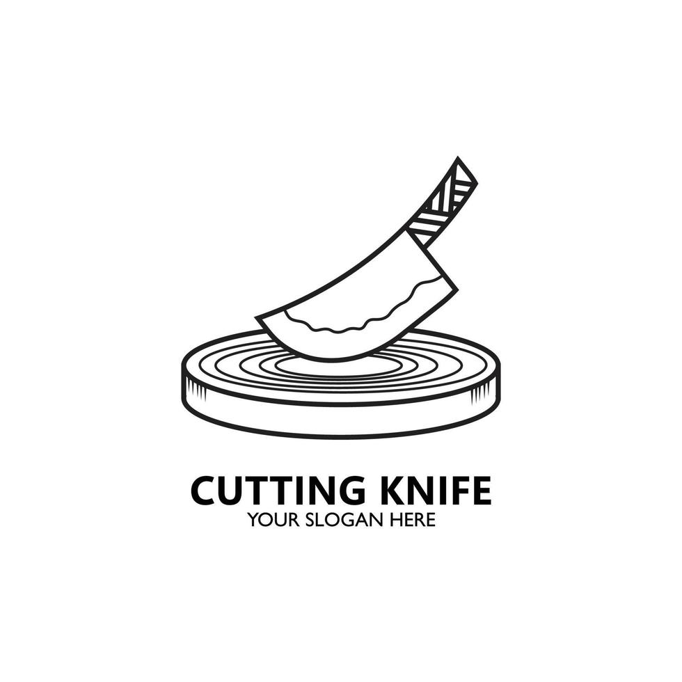 cortando o logotipo do restaurante da faca de cozinha vetor