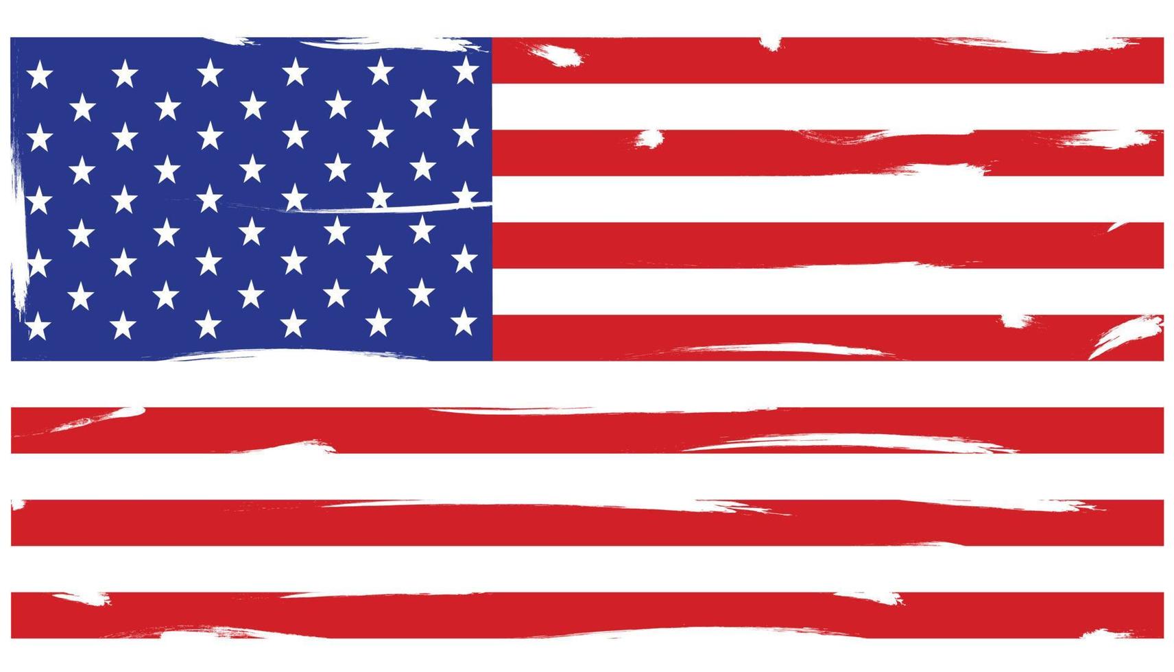 textura angustiada da bandeira americana. bandeira americana grunge. bandeira dos EUA em fundo branco. vetor