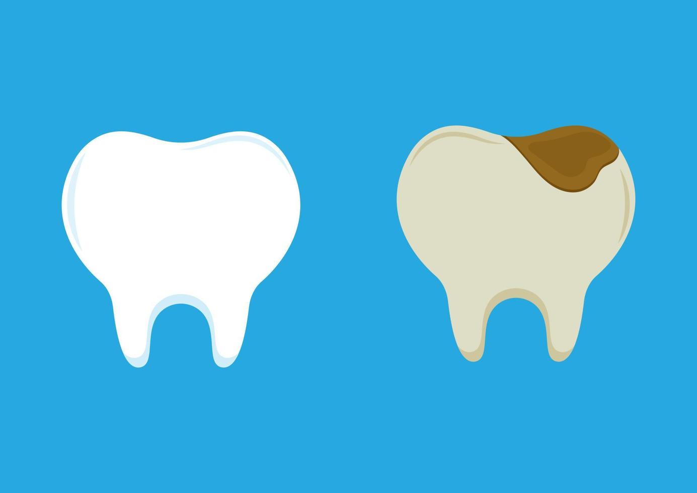 ilustração vetorial de dente saudável e cariado vetor