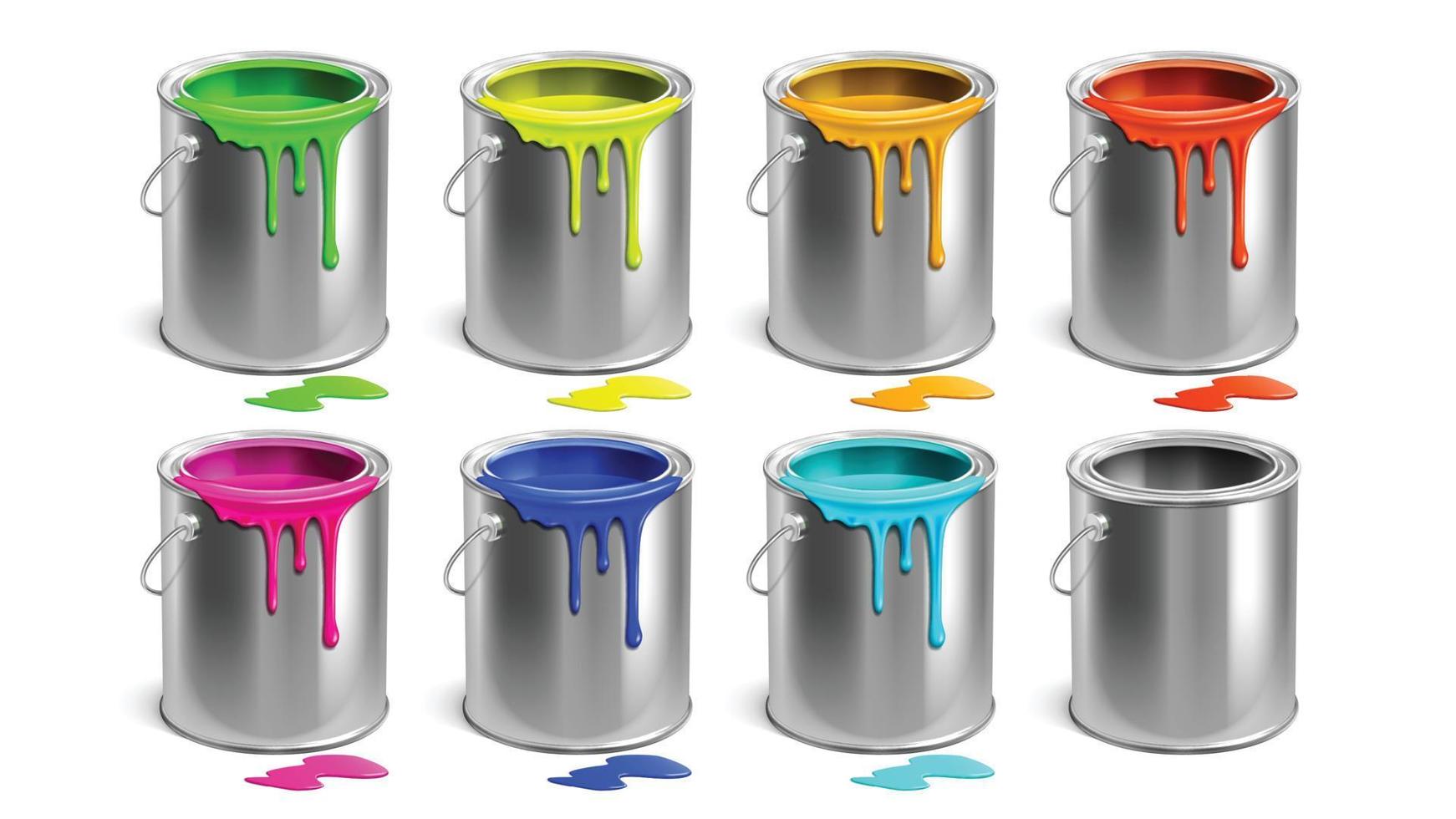 baldes de tinta multicolorida e vetor de conjunto vazio
