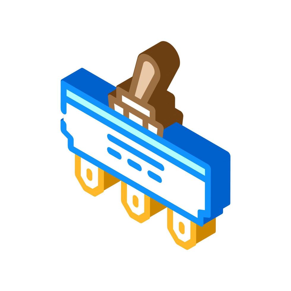 ilustração em vetor ícone isométrico de peça eletrônica de interruptor de disparo único de pólo duplo