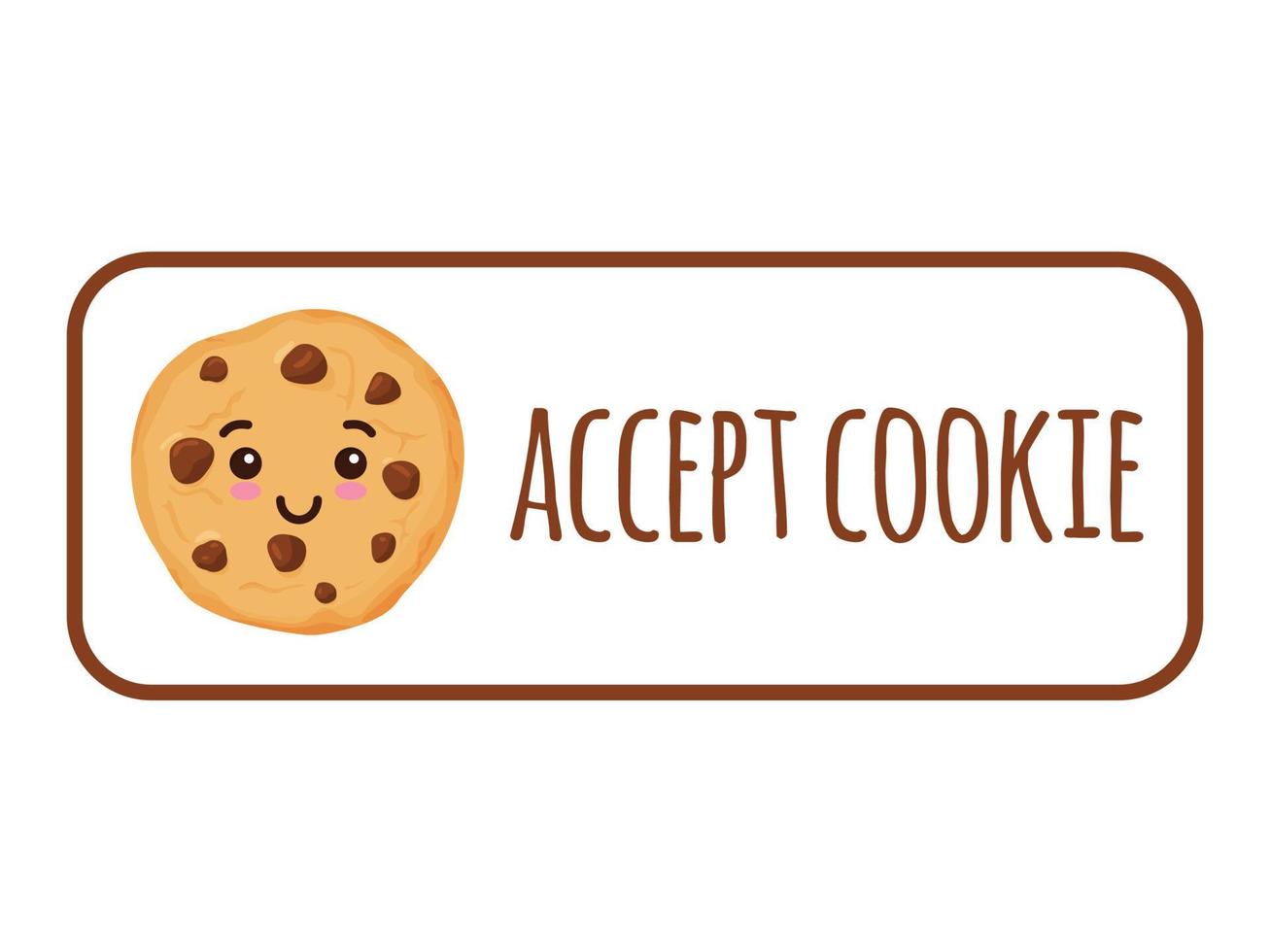 aceitar cookies, texto. proteção do personagem de mascote de cookie de informações pessoais. vetor