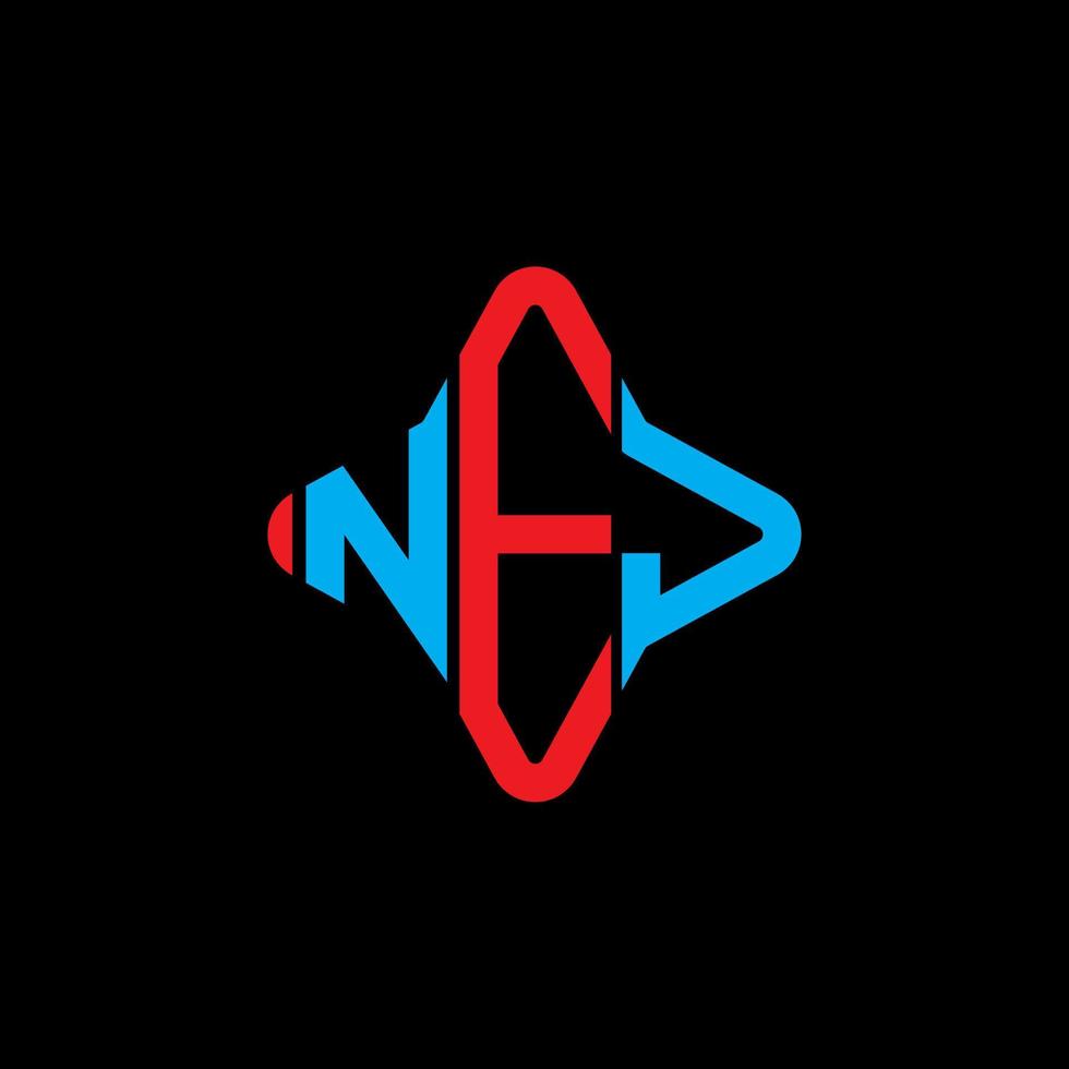 design criativo do logotipo da carta nej com gráfico vetorial vetor