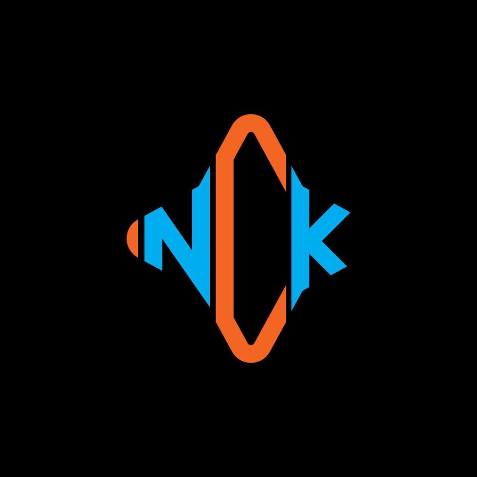 design criativo do logotipo da carta nck com gráfico vetorial vetor
