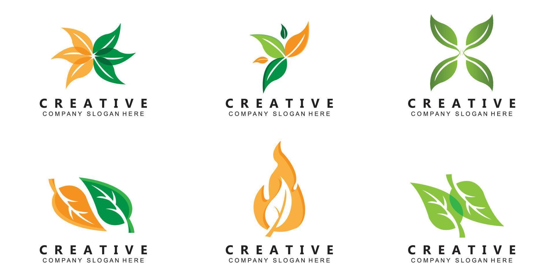 símbolo de vetor de logotipo de planta de folha verde de qualidade premium