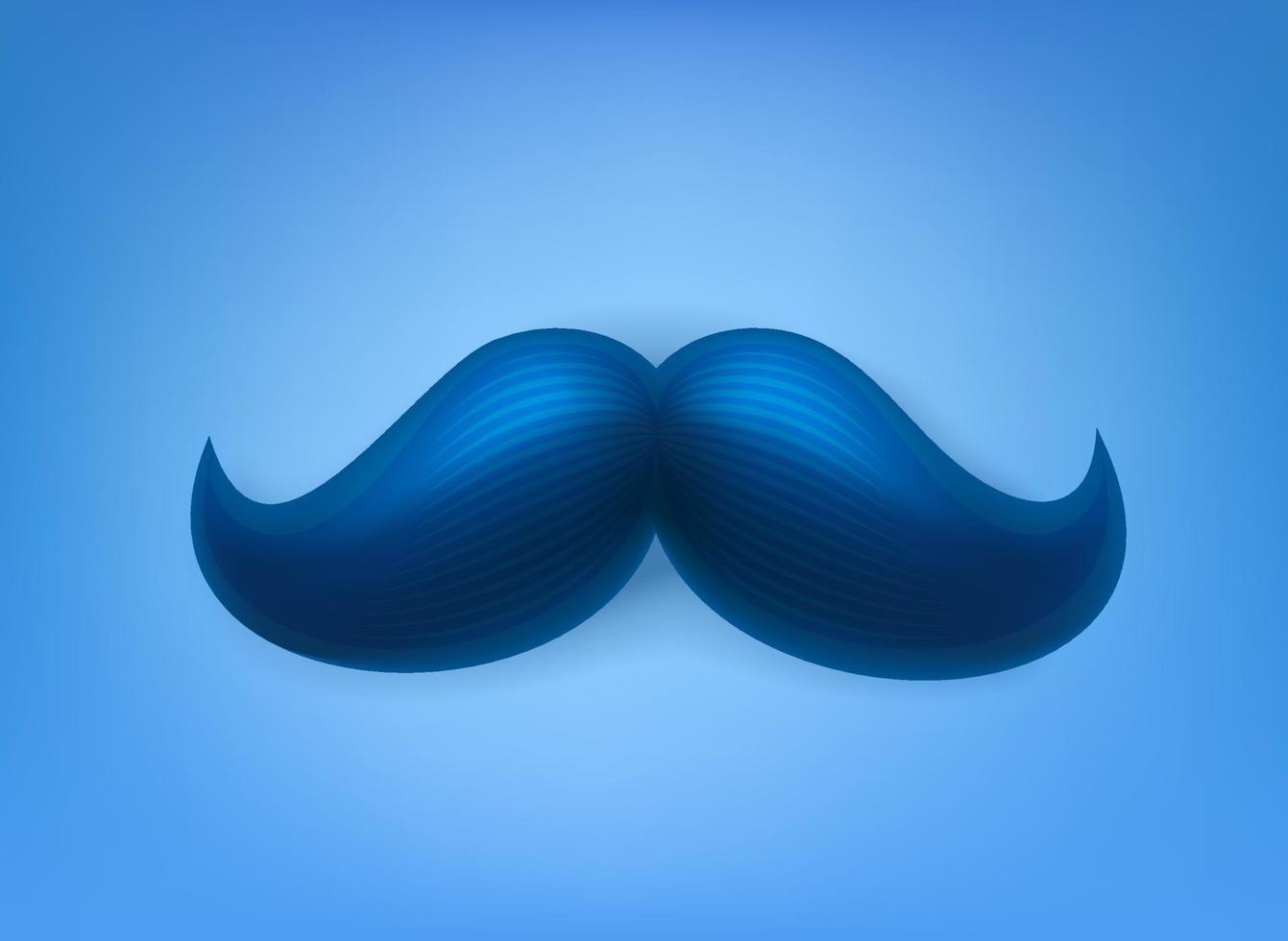 bigode de homens azuis sobre fundo azul. ilustração vetorial 3D vetor