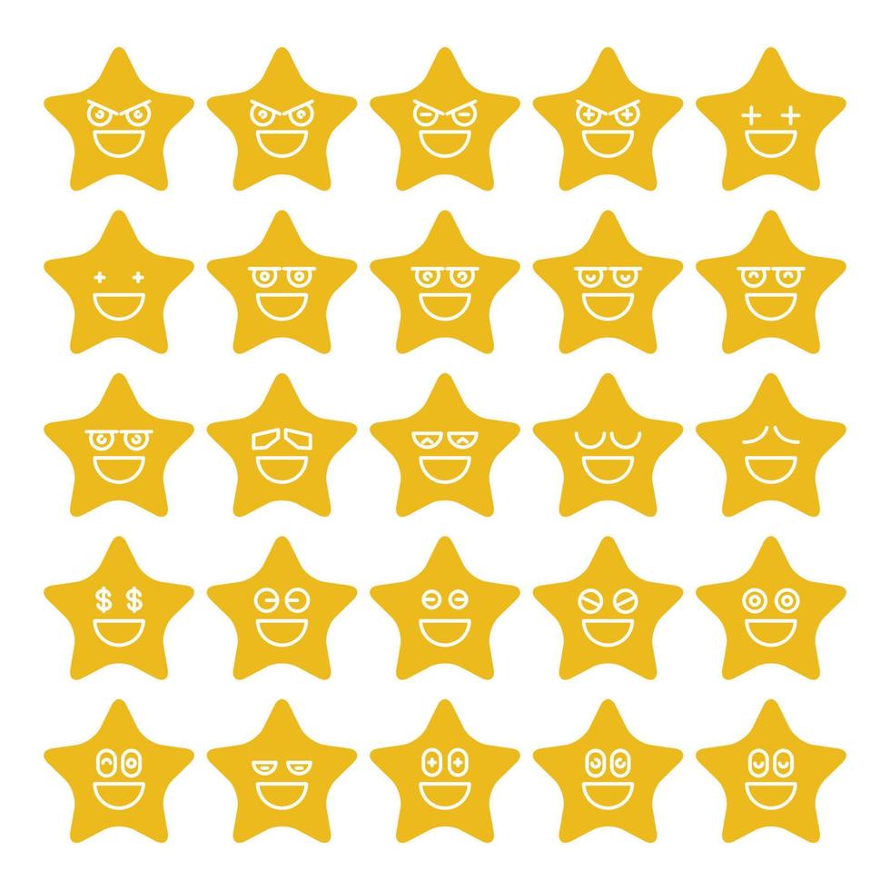 conjunto de vetores de emoticons de estrela amarela