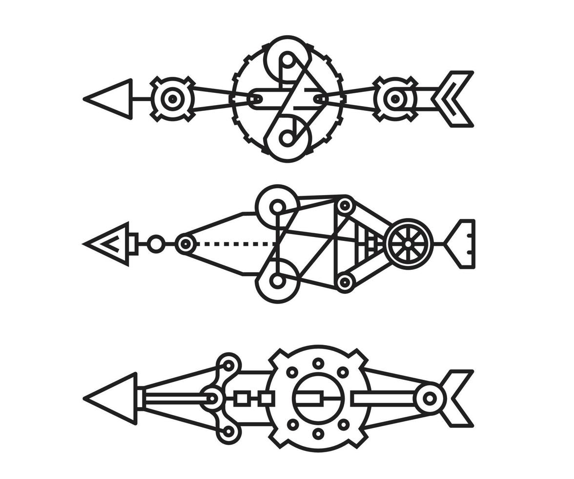 ilustração de arte de linha steampunk de setas vetor
