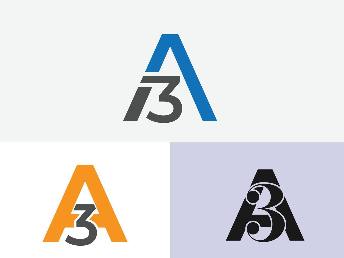 design moderno de logotipo de letras e números a3. uma letra. logotipo de 3 números. design de numeração vetor