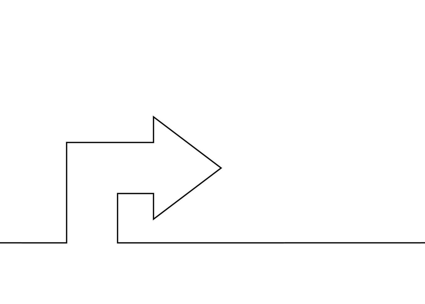 ponteiro indicador de seta, único desenho de uma linha contínua. direção gráfica. desenho de esboço de um traço. ilustração vetorial vetor