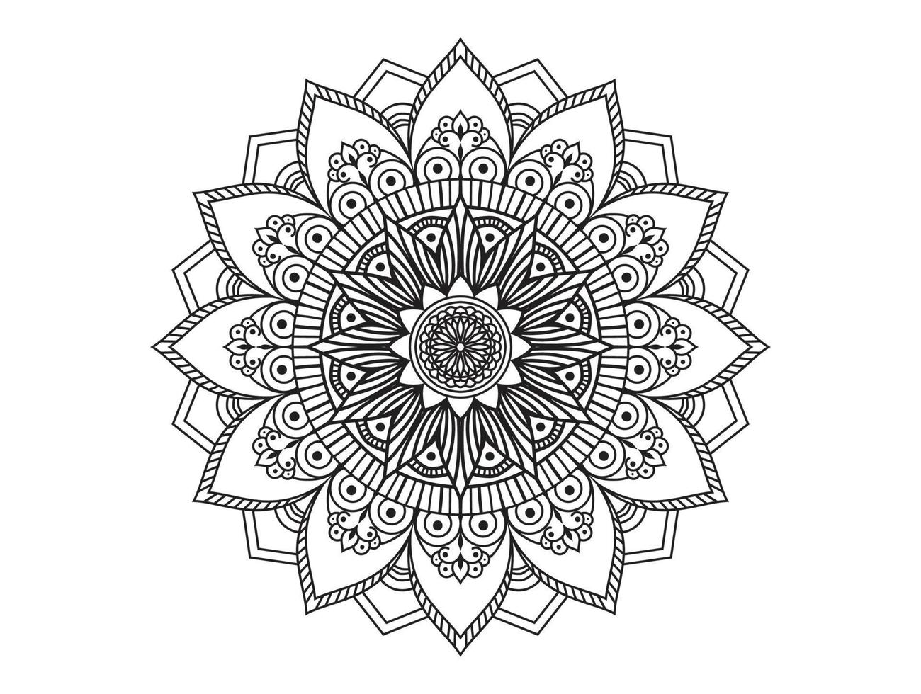 padrão de círculo em forma de mandala para henna, mehndi, tatuagens, ornamentos decorativos em estilo étnico oriental, páginas de livros para colorir. vetor