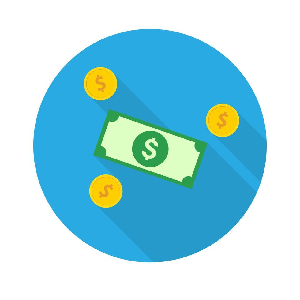 dólar dinheiro dinheiro ilustração icon.vector plana em um estilo simples, com uma sombra caindo. 10 eps. vetor