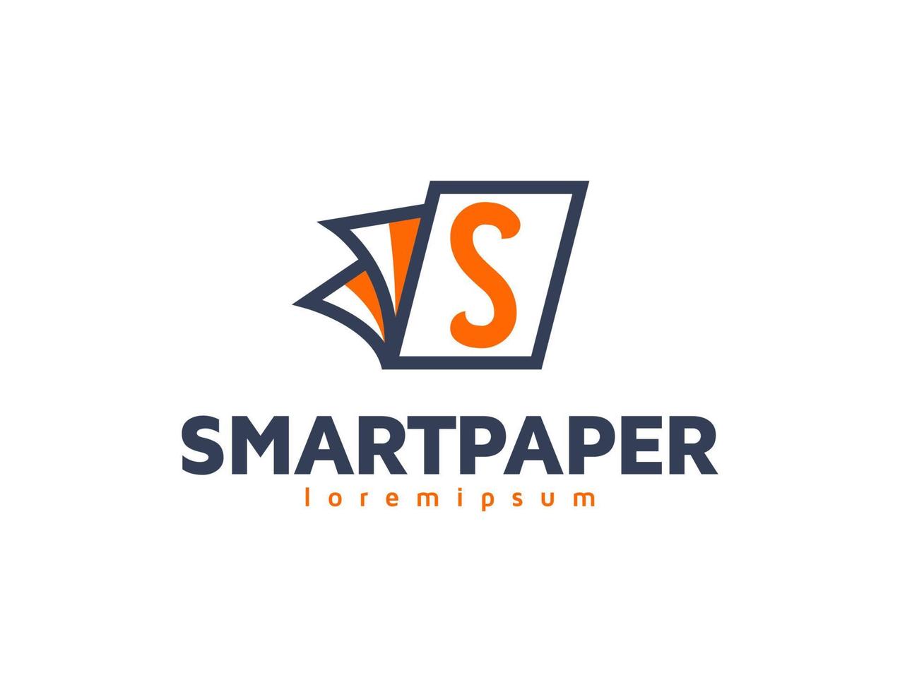 logotipo de educação inteligente moderna com letra s em papel vetor