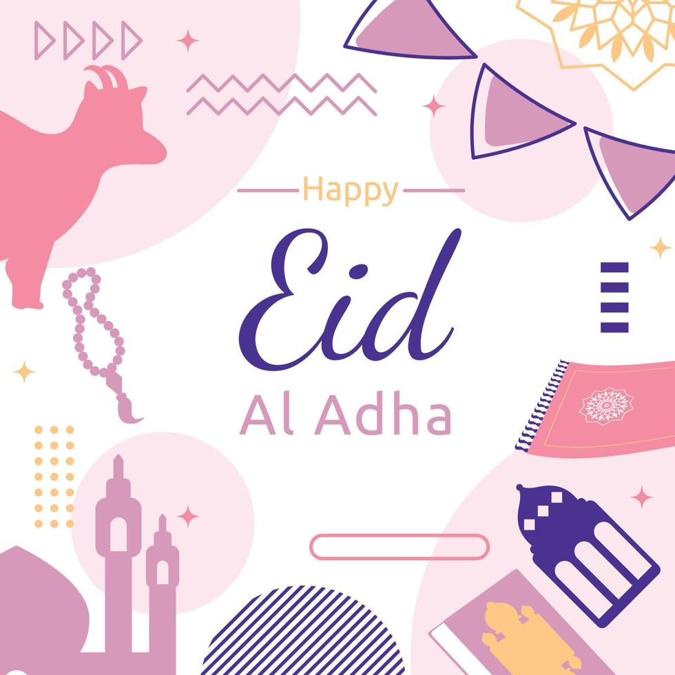 fundo de cartão de presente quadrado de evento islâmico eid adha mubarak vetor