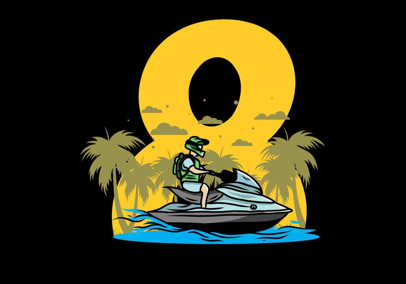 esporte de jet sky na ilustração de praia vetor