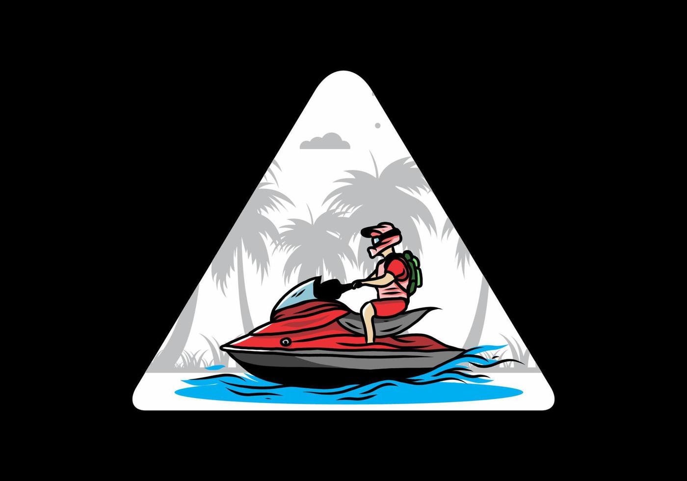 esporte de jet sky na ilustração de praia vetor