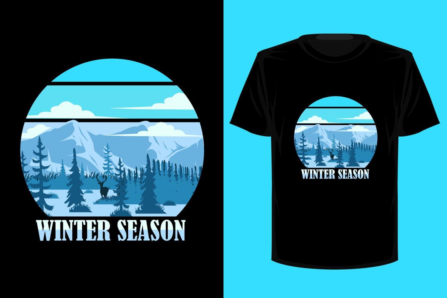 design de camiseta vintage retrô de temporada de inverno vetor