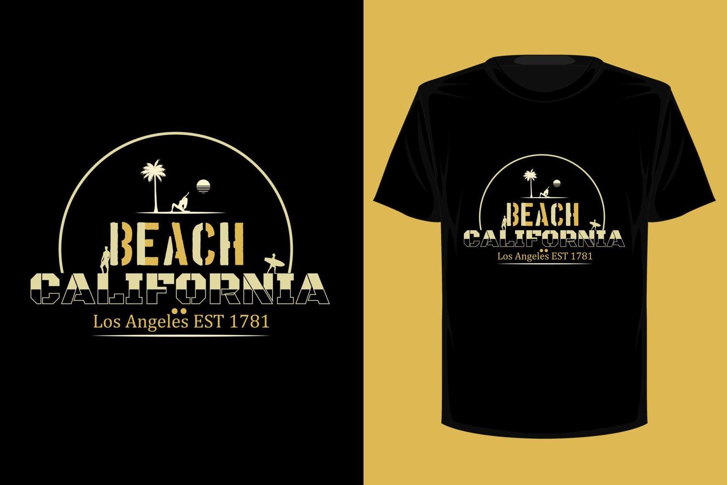 design de camiseta vintage retrô de praia califórnia vetor