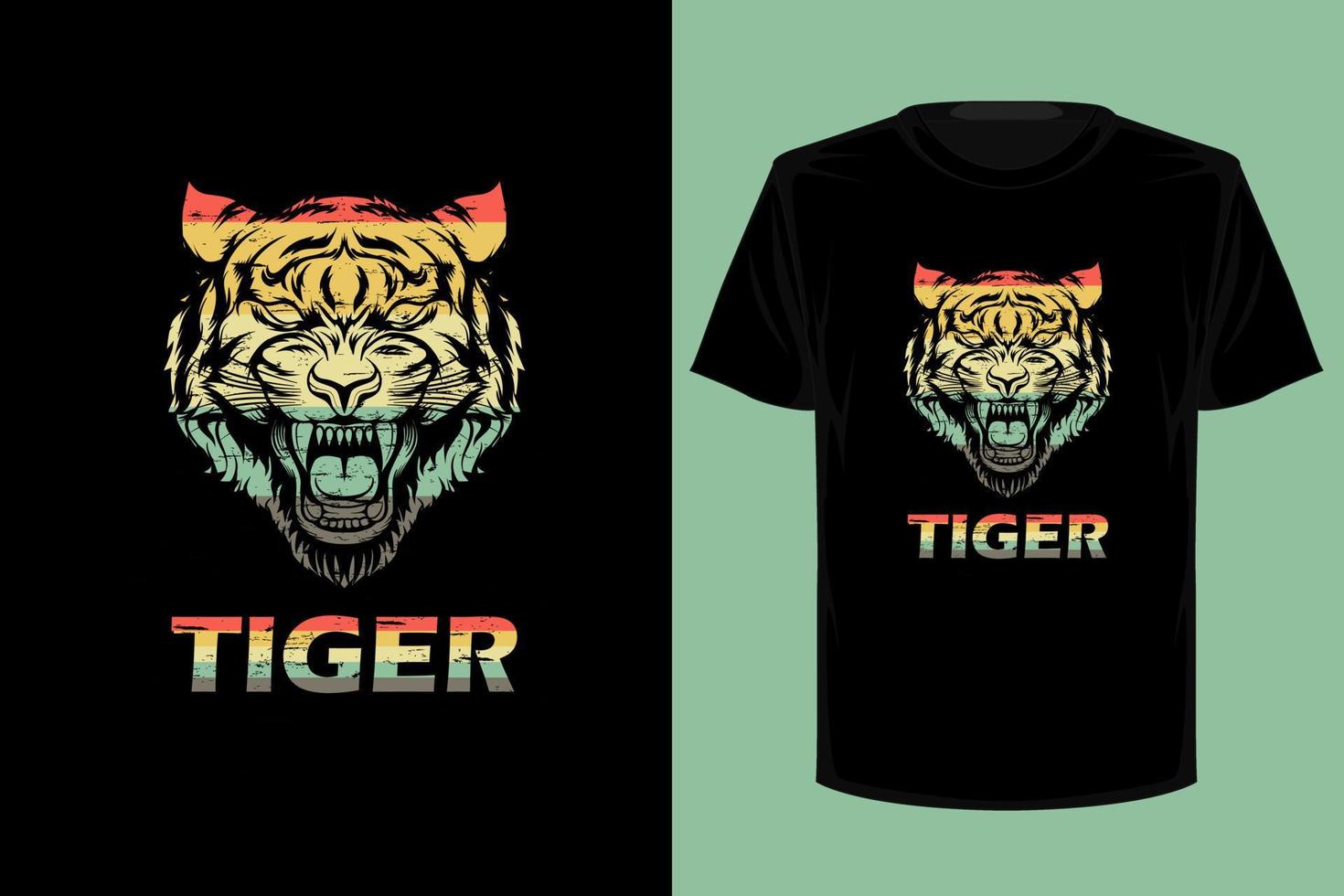 design de camiseta vintage retrô de tigre vetor