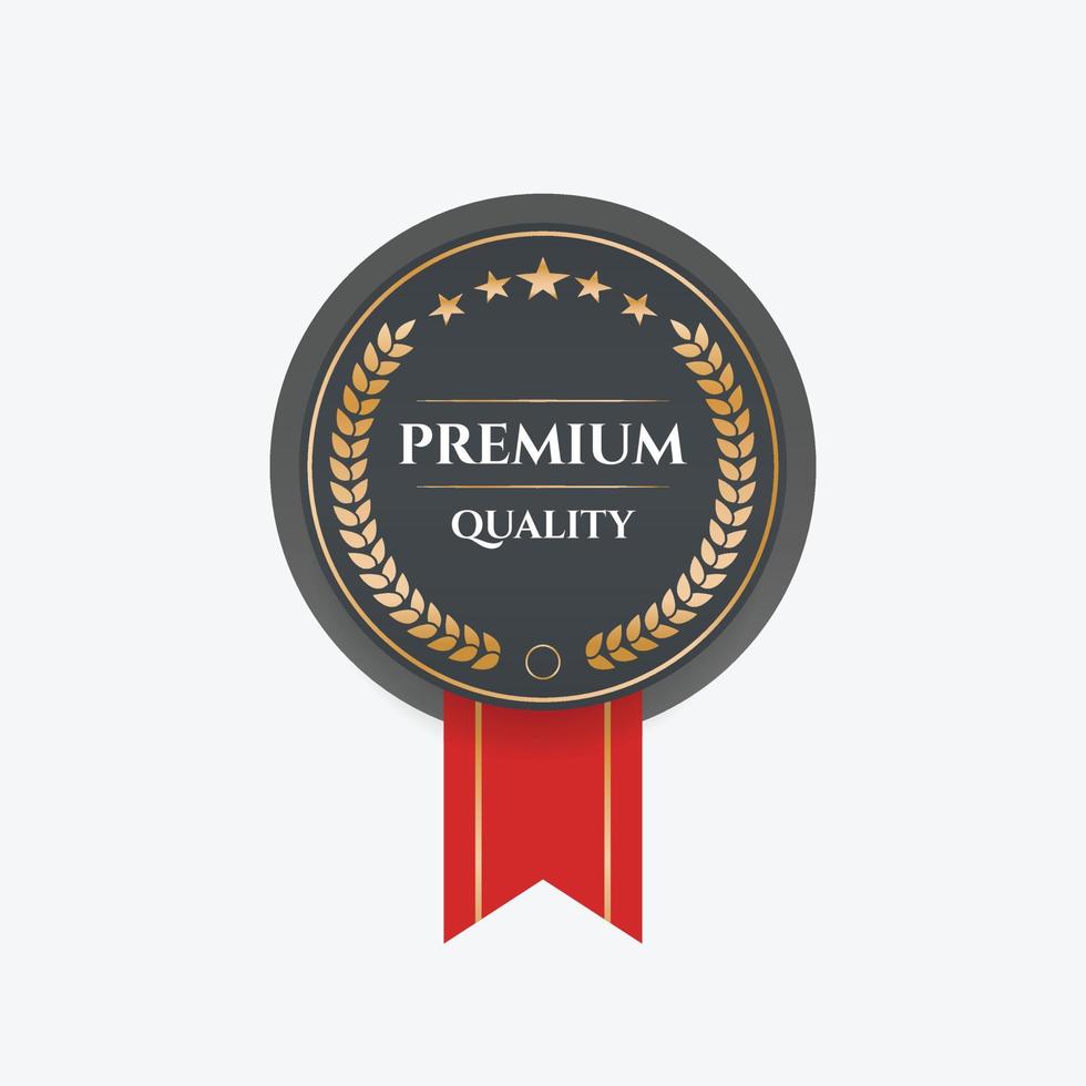 distintivo de qualidade premium com borda dourada vetor