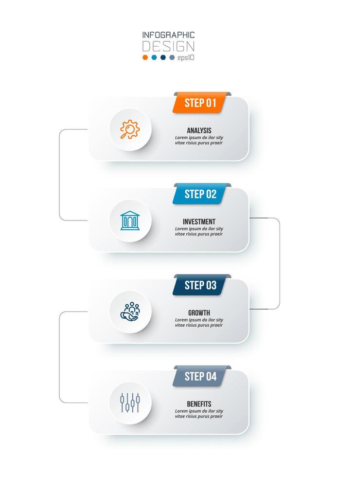 conceito de negócio de modelo infográfico com fluxo de trabalho. vetor