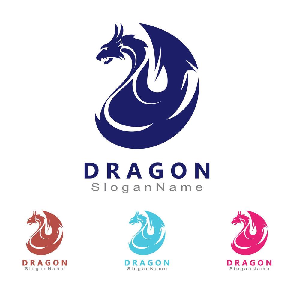 modelo de vetor exclusivo minimalista de design de logotipo de dragão