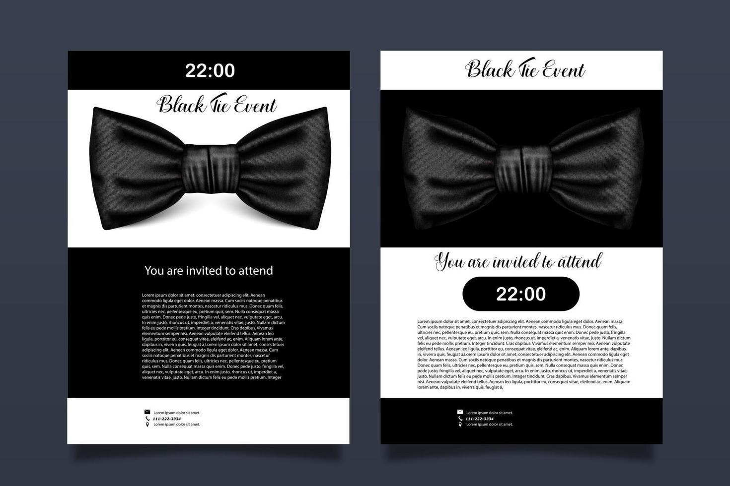 convite para um feriado com uma gravata borboleta em preto, destacada em um fundo branco com uma inscrição. estilo hipster vetor