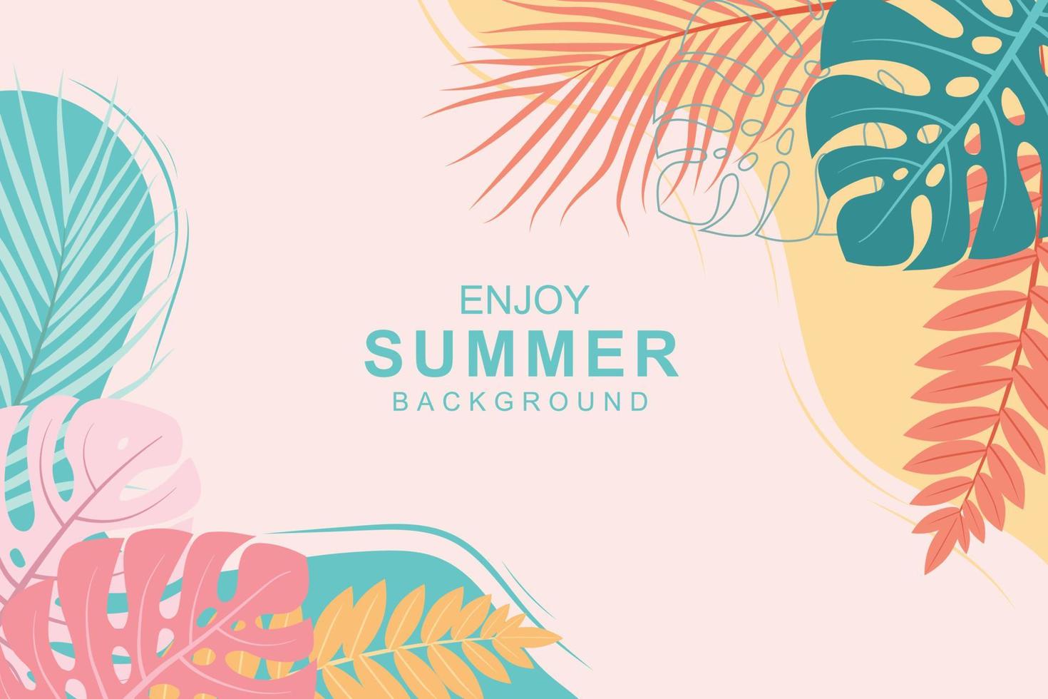 lindo fundo de verão tropical desenhado à mão vetor