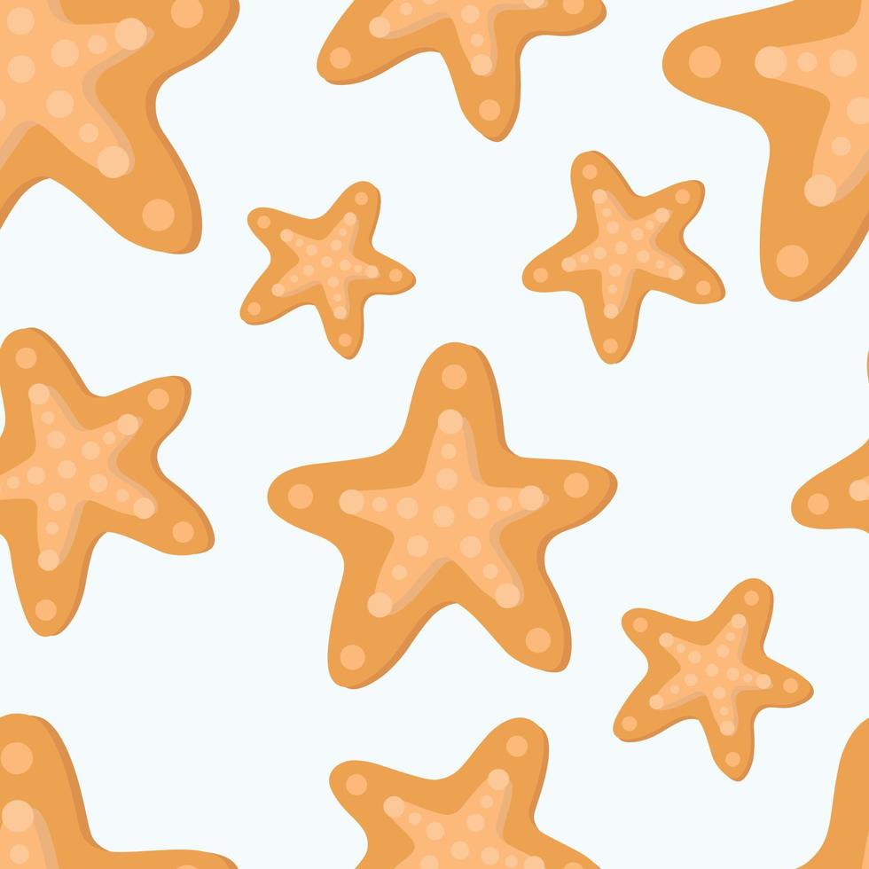 padrão de estrela do mar laranja. padrão de tema marinho de vetor. vetor