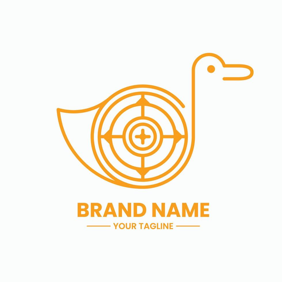 logotipo de alvo de pato, logotipo de linha mono, contorno. adequado para logotipo, ícone, símbolo e sinal vetor