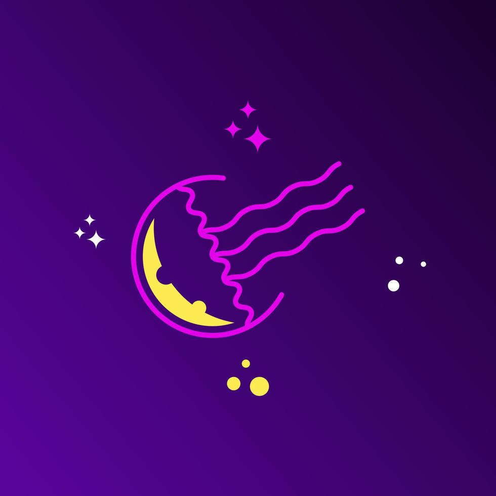ilustração de água-viva da lua. linha, estilo moderno, bonito e único. adequado para design de logotipo, ícone, símbolo, sinal ou camiseta vetor