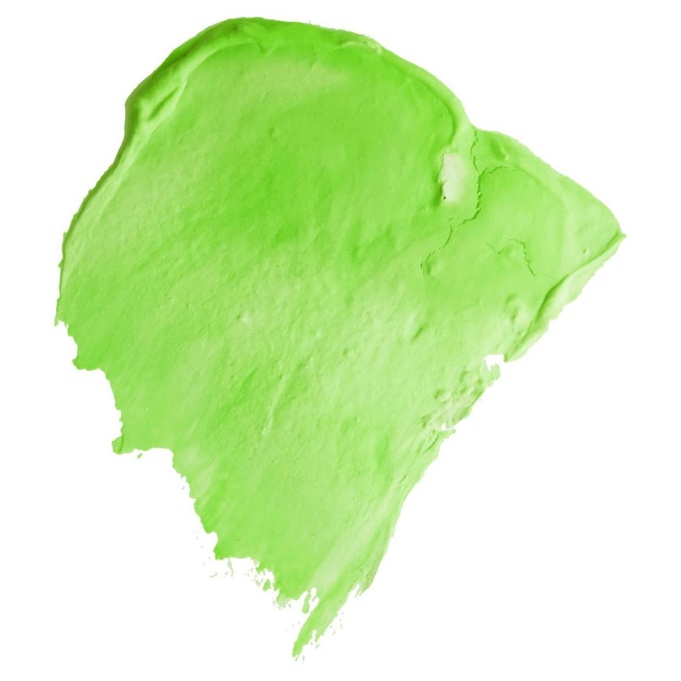 mancha de tinta acrílica verde sobre fundo branco. vetor
