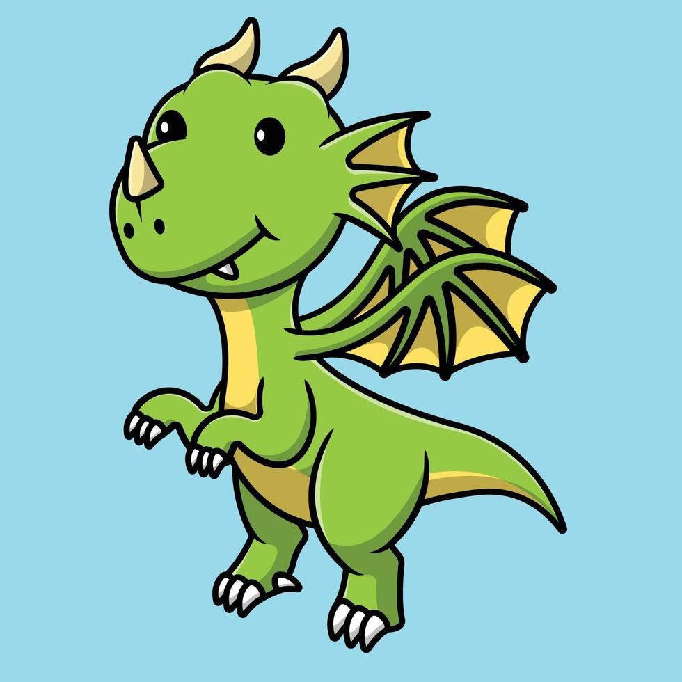 ilustração de ícone de vetor bonito dragão dos desenhos animados. animal ícone conceito isolado vetor premium.