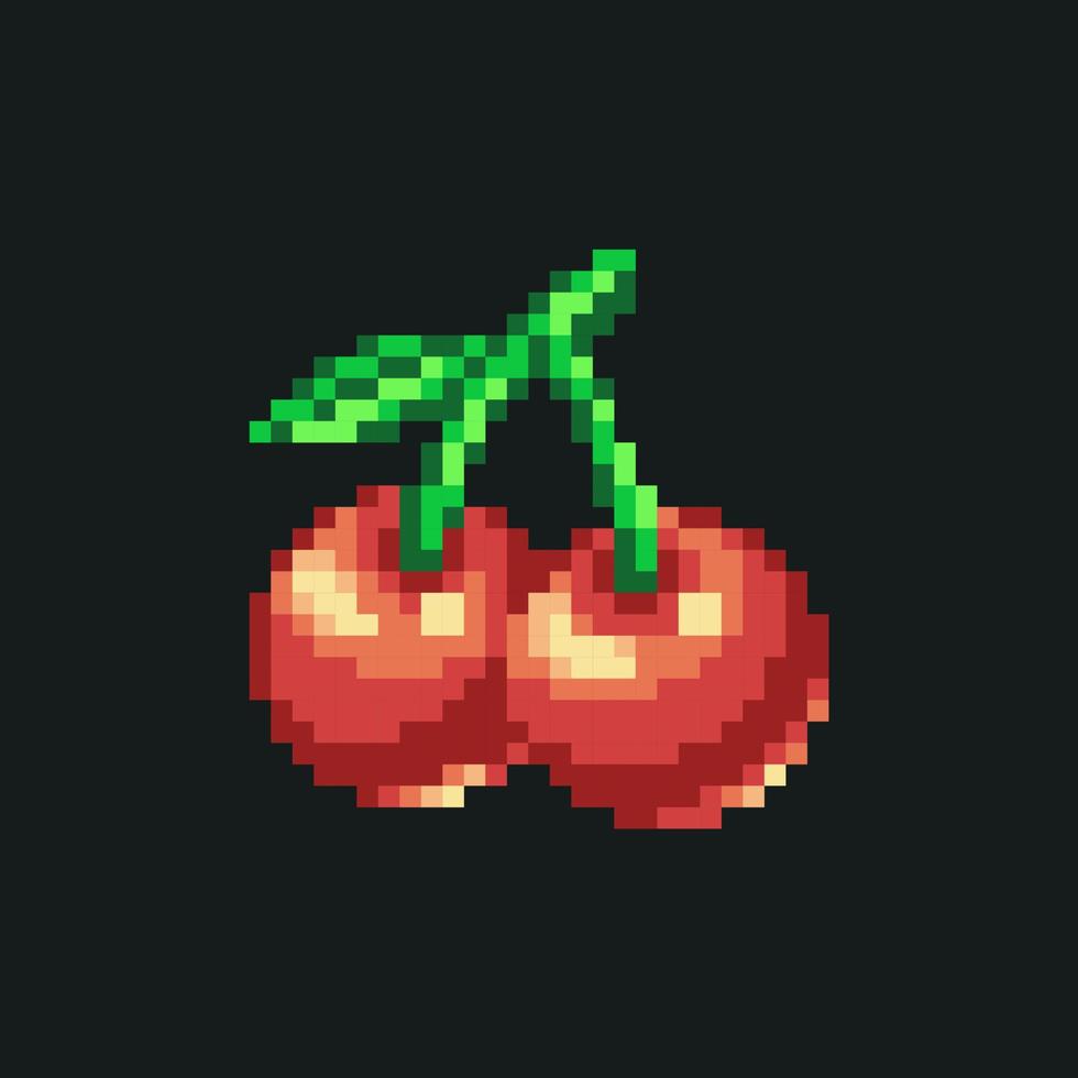 ilustração de pixel art de ícone de fruta cereja editável para desenvolvimento de jogos, ativo de jogo, ativo da web, design gráfico e finalidade impressa. vetor