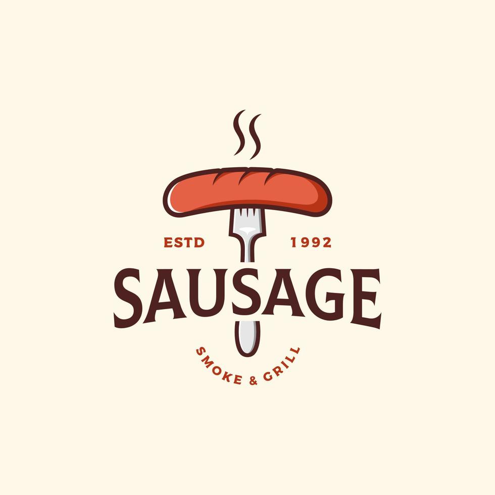 ilustração vetorial de design de logotipo de salsicha quente vetor