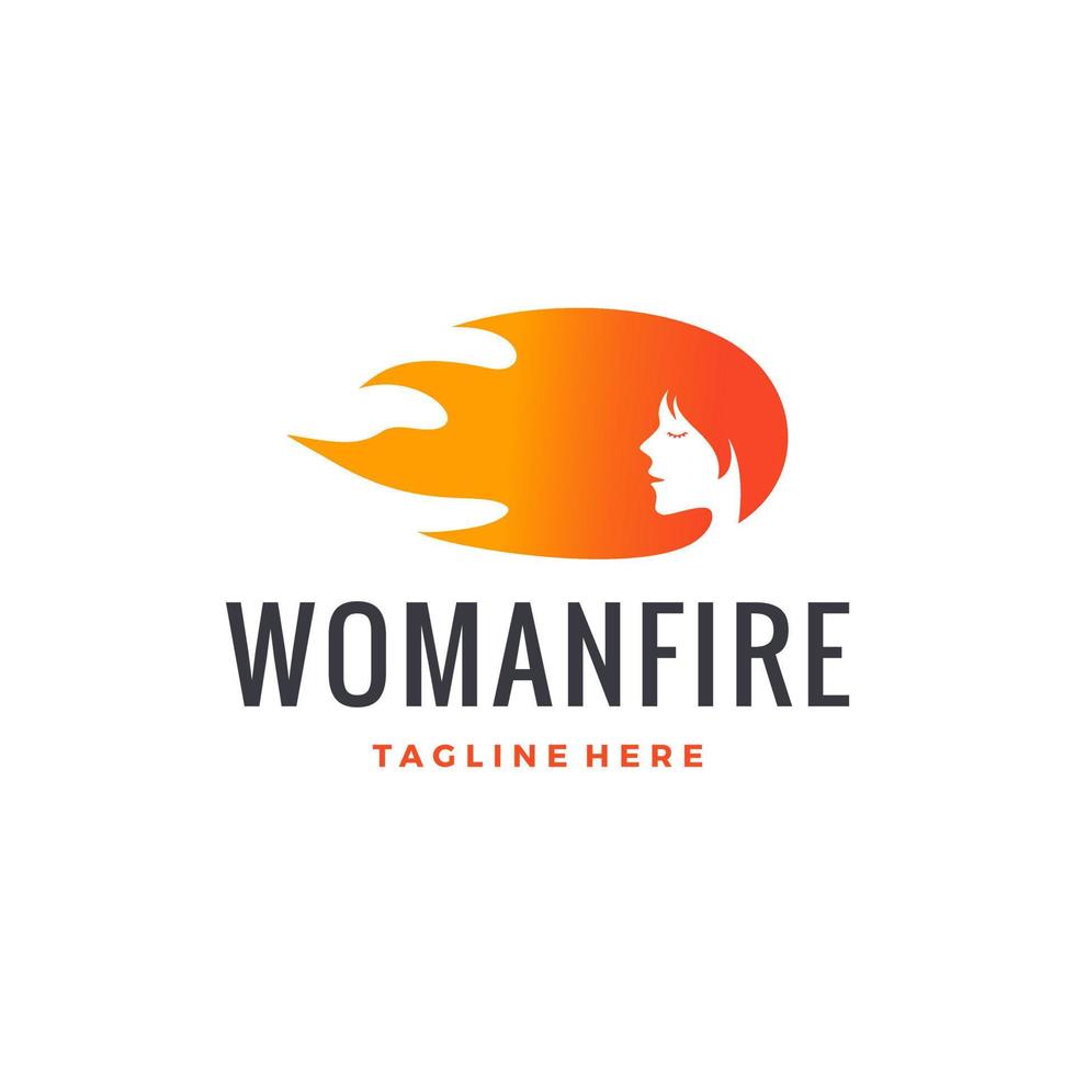 ilustração vetorial de design de logotipo de fogo de mulher vetor