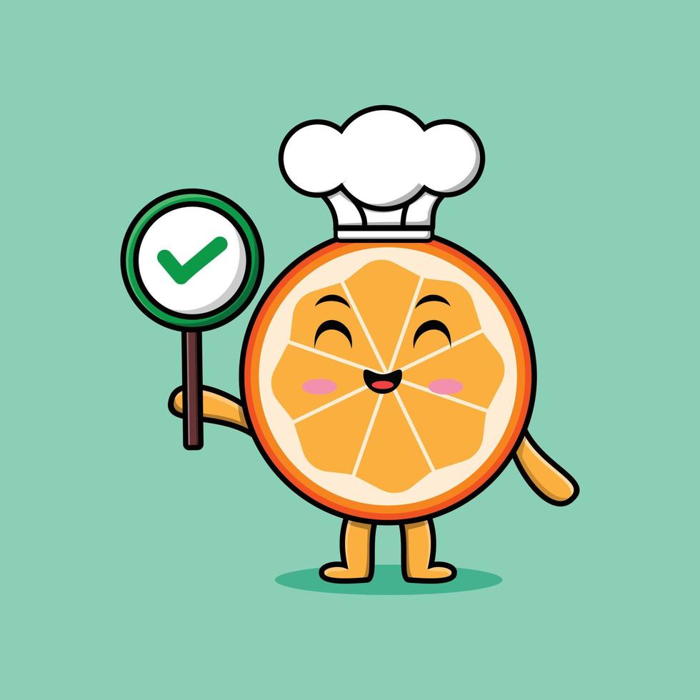 personagem de fruta laranja de desenho animado bonito com expressão feliz em design de estilo moderno vetor