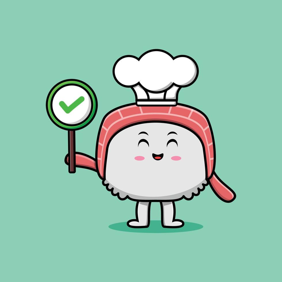 personagem de sushi bonito dos desenhos animados com expressão feliz em design de estilo moderno vetor