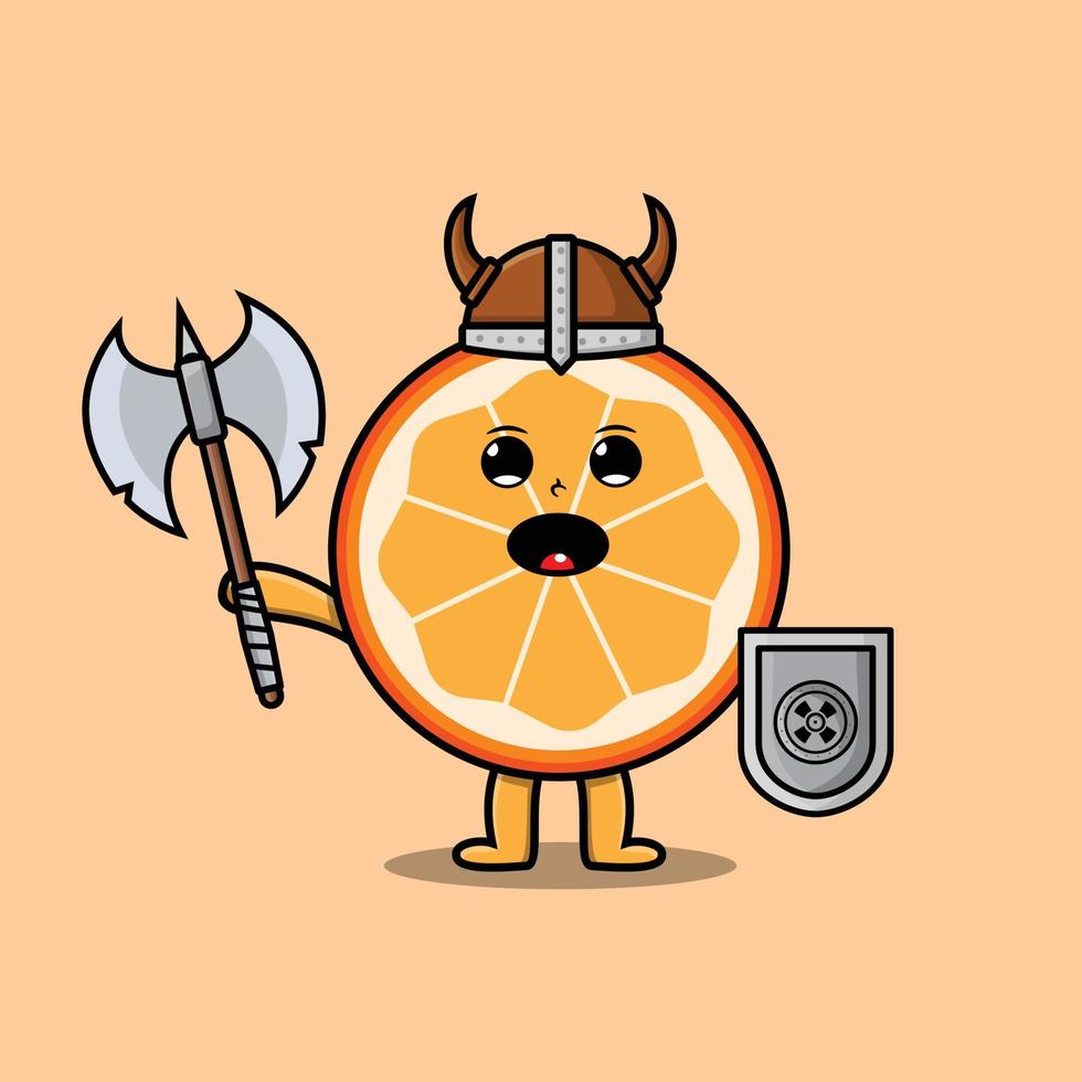 personagem de desenho animado bonito fruta laranja viking pirata vetor