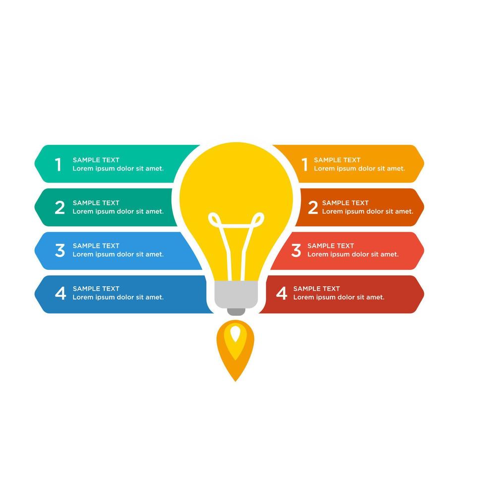 design de modelo de vetor infográfico de luz de lâmpada plana