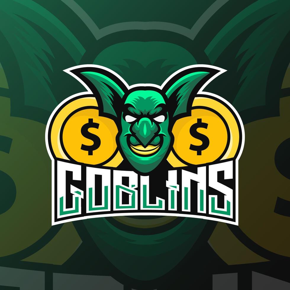 design de logotipo de mascote goblin com estilo de conceito de ilustração moderna para impressão de crachá, emblema e camiseta. ilustração de goblin com raiva para equipe de esporte e esport. vetor