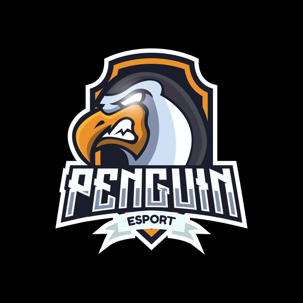 design de mascote tático pinguin, design de emblema para equipe de esports. ilustração vetorial vetor