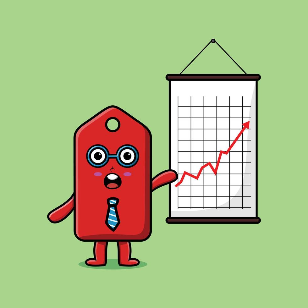 empresário de etiqueta de preço dos desenhos animados apresentar informações vetor