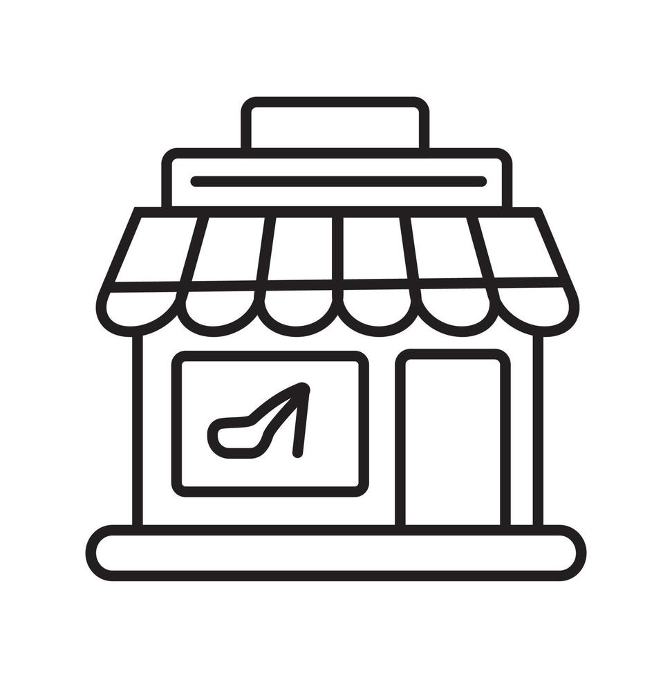 loja, vetor de ícone de loja. mini-mercado, símbolo de compras no estilo de estrutura de tópicos. venda, personalize e compre sinal para o site. mercearia, armazenamento, ilustração de entrega. varejo, transporte