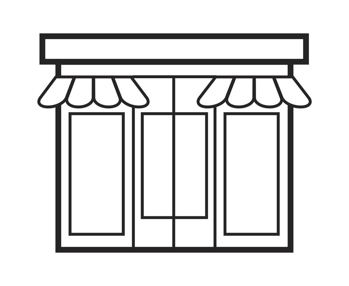 loja, conjunto de vetores de ícone de loja. mini-mercado, símbolo de compras no estilo de estrutura de tópicos. venda online, personalize e compre sinal para o site. mercearia, armazenamento, ilustração de entrega.