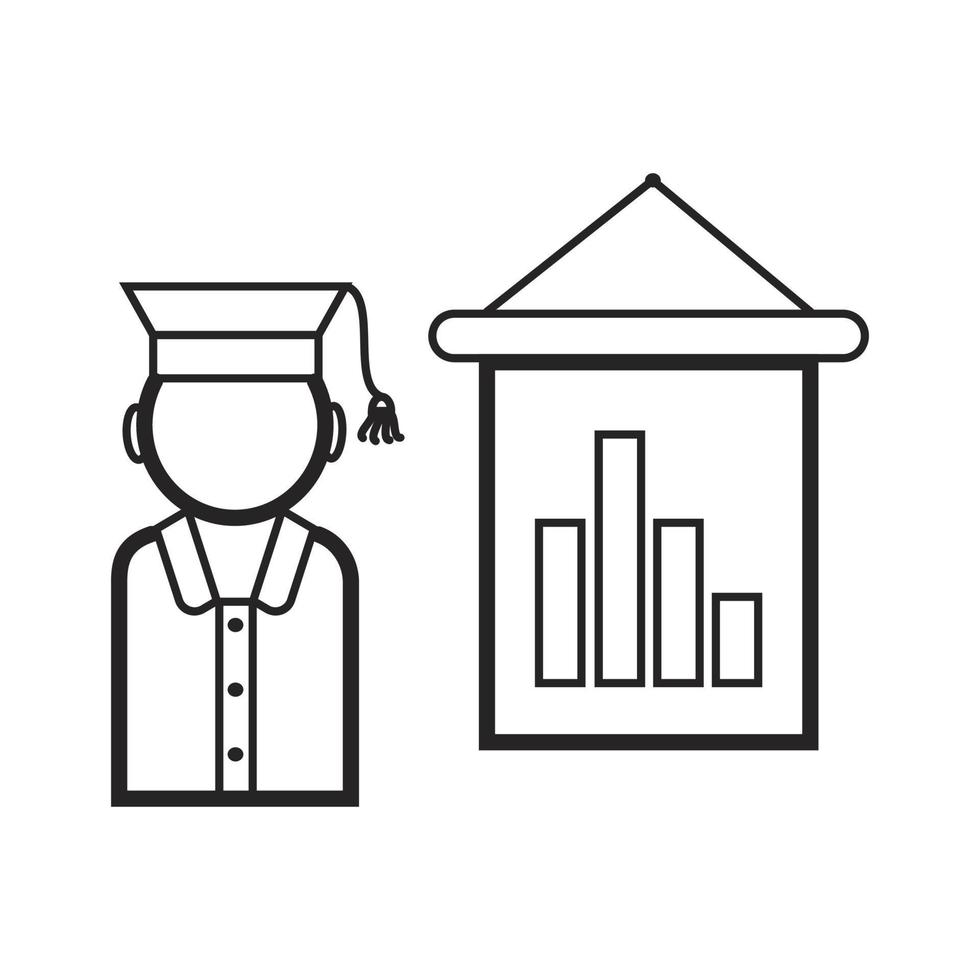 vetor de ícone de palestrante. apresentação de negócios em estilo de estrutura de tópicos. apresentador, sinal de webinar. trabalho remoto, educação a distância, ilustração de e-learning para site. eleições, símbolo de debates políticos.